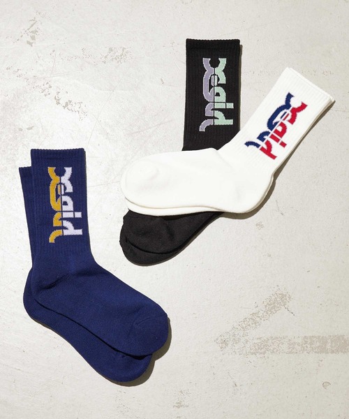 X-girl（エックスガール）の「ATHLETIC LOGO RIB SOCKS（ソックス/靴下・レディース・ブラック/ホワイト/ネイビー・ONE SIZE）」の5枚目の写真