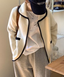 YUGA コントラストカラー ラペルセーターコート