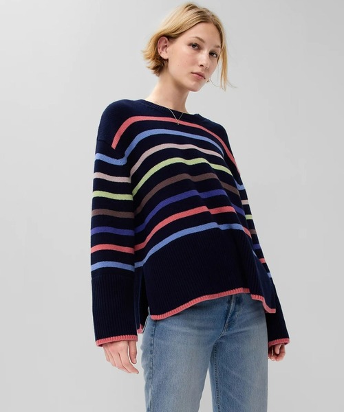 GAP（ギャップ）の「スプリットヘム クルーネック セーター（ニット/セーター・レディース・マルチ/ブルー/イエロー/オレンジ・S/M/XXS/XS/L/XL）」の4枚目の写真