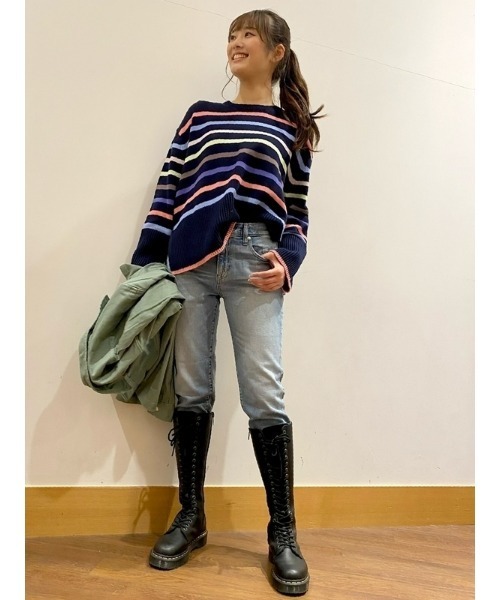 GAP（ギャップ）の「スプリットヘム クルーネック セーター（ニット/セーター・レディース・マルチ/ブルー/イエロー/オレンジ・S/M/XXS/XS/L/XL）」の21枚目の写真