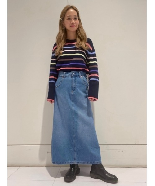 GAP（ギャップ）の「スプリットヘム クルーネック セーター（ニット/セーター・レディース・マルチ/ブルー/イエロー/オレンジ・S/M/XXS/XS/L/XL）」の18枚目の写真