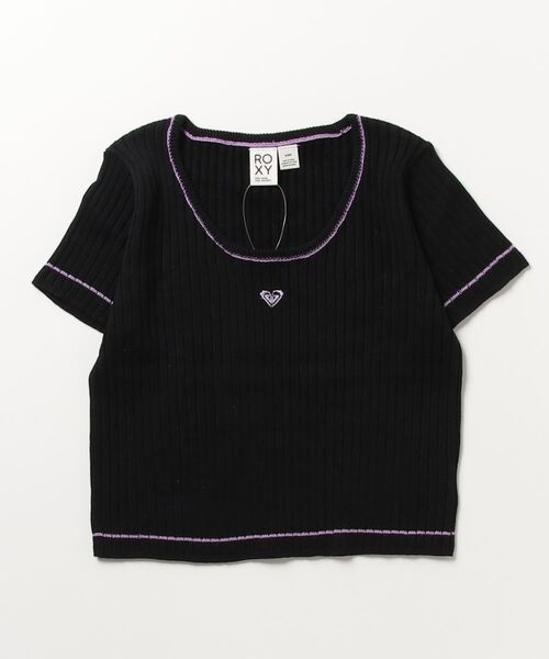 ROXY(ロキシー)の「ROXY/ロキシー ショート丈/無地/総柄/ワンポイントロゴTシャツ RDK231086(Tシャツ/カットソー・レディース・ピンク系その他/ブルー系その他/ブラック×ブラック・L/M)」の7枚目の写真