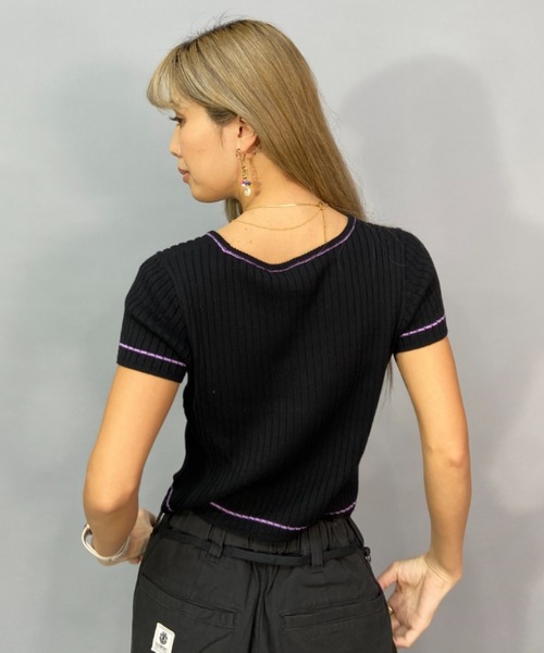 ROXY(ロキシー)の「ROXY/ロキシー ショート丈/無地/総柄/ワンポイントロゴTシャツ RDK231086(Tシャツ/カットソー・レディース・ピンク系その他/ブルー系その他/ブラック×ブラック・L/M)」の18枚目の写真