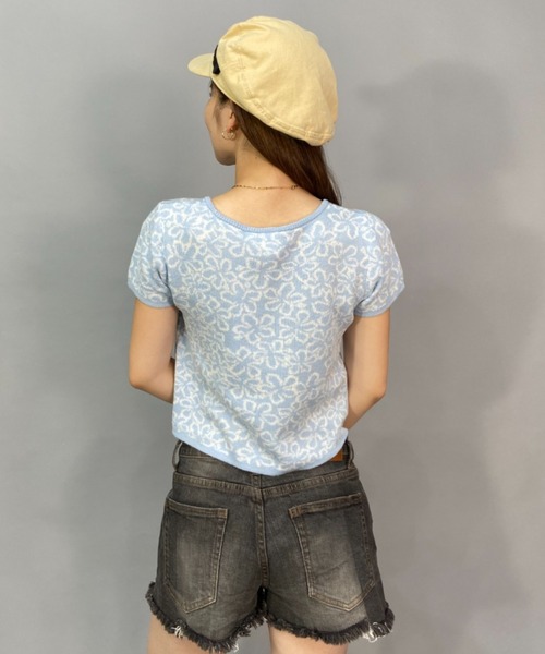 ROXY(ロキシー)の「ROXY/ロキシー ショート丈/無地/総柄/ワンポイントロゴTシャツ RDK231086(Tシャツ/カットソー・レディース・ピンク系その他/ブルー系その他/ブラック×ブラック・L/M)」の14枚目の写真