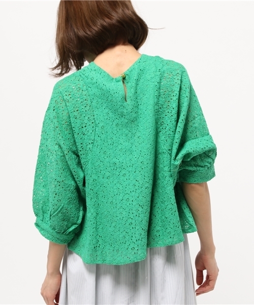 OUTLET（アウトレット）の「【mystic】レースバルーン袖ショートプルオーバー（シャツ/ブラウス・レディース・グリーン/ラベンダー・FREE）」の5枚目の写真