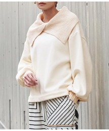 リブビッグニットカラープルオーバー