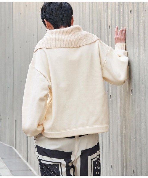 Settimissimo（セッティミッシモ）の「リブビッグニットカラープルオーバー（スウェット・レディース・ブラック/アイボリー/ブルーグリーン・FREE）」の4枚目の写真