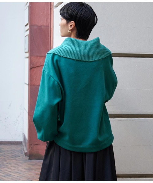 Settimissimo（セッティミッシモ）の「リブビッグニットカラープルオーバー（スウェット・レディース・ブラック/アイボリー/ブルーグリーン・FREE）」の10枚目の写真