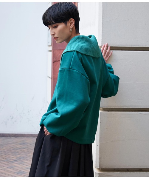 Settimissimo（セッティミッシモ）の「リブビッグニットカラープルオーバー（スウェット・レディース・ブラック/アイボリー/ブルーグリーン・FREE）」の11枚目の写真