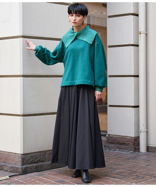 Settimissimo（セッティミッシモ）の「リブビッグニットカラープルオーバー（スウェット・レディース・ブラック/アイボリー/ブルーグリーン・FREE）」の13枚目の写真