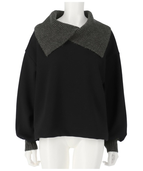 Settimissimo（セッティミッシモ）の「リブビッグニットカラープルオーバー（スウェット・レディース・ブラック/アイボリー/ブルーグリーン・FREE）」の15枚目の写真