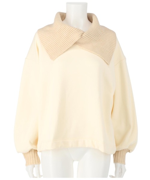 Settimissimo（セッティミッシモ）の「リブビッグニットカラープルオーバー（スウェット・レディース・ブラック/アイボリー/ブルーグリーン・FREE）」の14枚目の写真