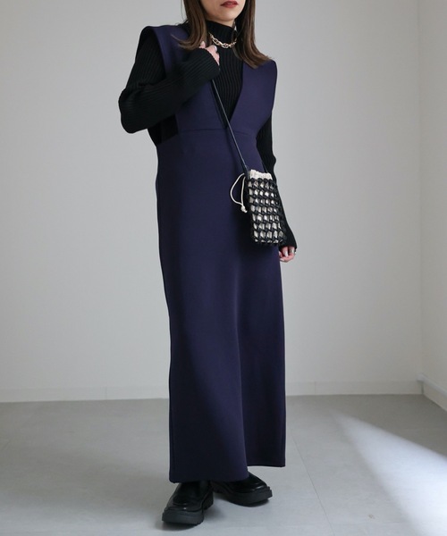 ap retro（アプレトロ）の「ワイドサスジャンパースカート（ジャンパースカート・レディース・グレイッシュブルー/アイボリー/ブラック/ネイビー・FREE）」の17枚目の写真