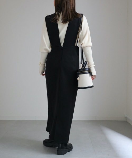 ap retro（アプレトロ）の「ワイドサスジャンパースカート（ジャンパースカート・レディース・グレイッシュブルー/アイボリー/ブラック/ネイビー・FREE）」の7枚目の写真