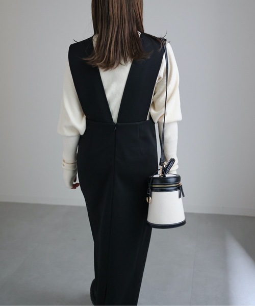 ap retro（アプレトロ）の「ワイドサスジャンパースカート（ジャンパースカート・レディース・グレイッシュブルー/アイボリー/ブラック/ネイビー・FREE）」の9枚目の写真