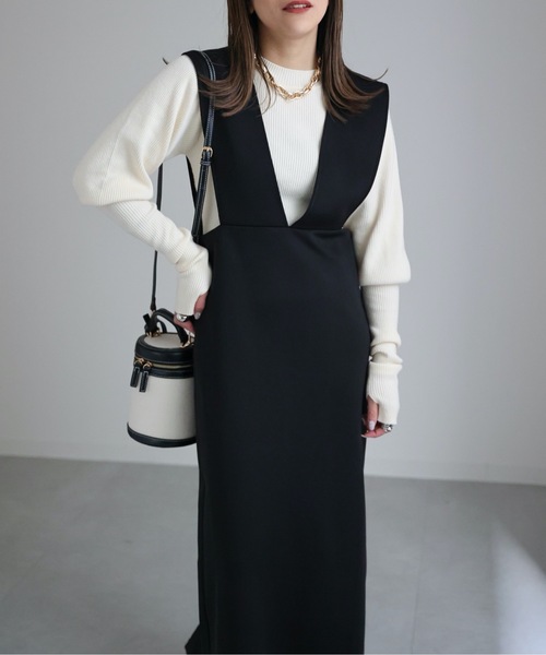 ap retro（アプレトロ）の「ワイドサスジャンパースカート（ジャンパースカート・レディース・グレイッシュブルー/アイボリー/ブラック/ネイビー・FREE）」の11枚目の写真