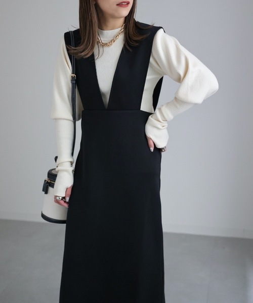 ap retro（アプレトロ）の「ワイドサスジャンパースカート（ジャンパースカート・レディース・グレイッシュブルー/アイボリー/ブラック/ネイビー・FREE）」の12枚目の写真