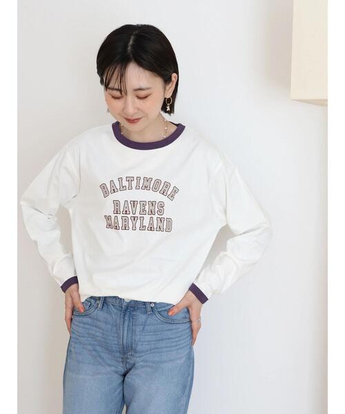 AMERICAN HOLIC（アメリカンホリック）の「リンガーロゴカットプルオーバー（Tシャツ/カットソー・レディース・パープル/オレンジ/グリーン・M/L）」の7枚目の写真
