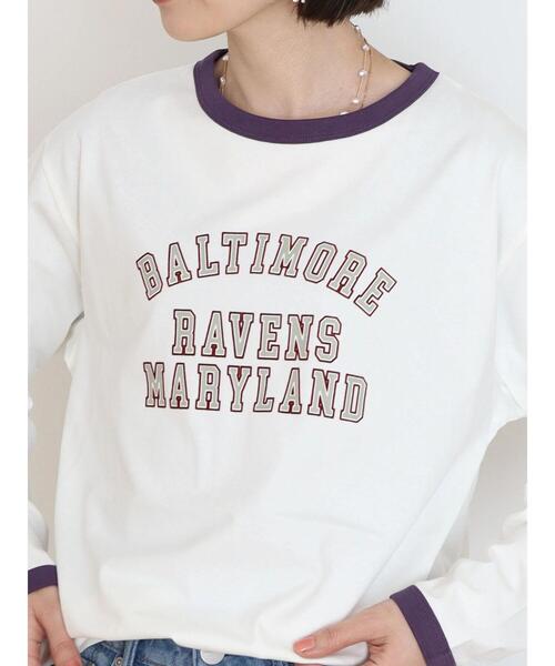 AMERICAN HOLIC（アメリカンホリック）の「リンガーロゴカットプルオーバー（Tシャツ/カットソー・レディース・パープル/オレンジ/グリーン・M/L）」の9枚目の写真