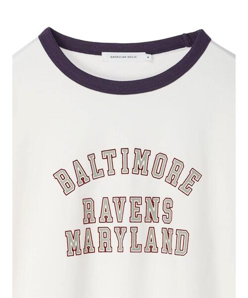 AMERICAN HOLIC（アメリカンホリック）の「リンガーロゴカットプルオーバー（Tシャツ/カットソー・レディース・パープル/オレンジ/グリーン・M/L）」の21枚目の写真