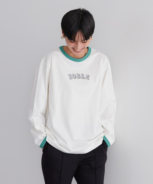 AMERICAN HOLIC（アメリカンホリック）の「リンガーロゴカットプルオーバー（Tシャツ/カットソー・レディース・パープル/オレンジ/グリーン・M/L）」の2枚目の写真