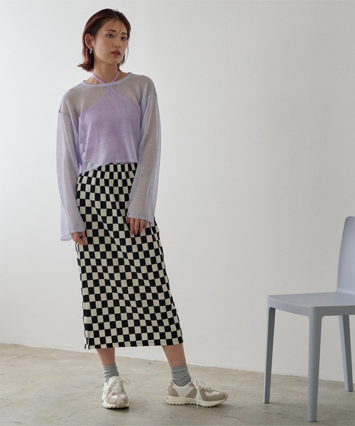 miette(ミエット)の「グラデーションシアーショートニット(ニット/セーター・レディース・パープル/オレンジ/グリーン・FREE)」の16枚目の写真