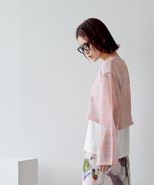 miette(ミエット)の「グラデーションシアーショートニット(ニット/セーター・レディース・パープル/オレンジ/グリーン・FREE)」の12枚目の写真