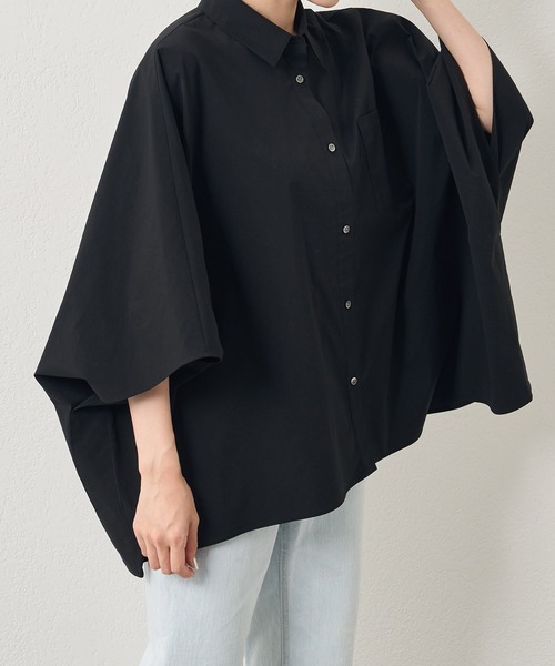 russet（ラシット）の「ポンチョシャツ(KS-066)（シャツ/ブラウス・レディース・サックスブルー/ブラック/ホワイト・FREE）」の15枚目の写真