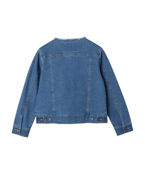 YECCA VECCA(イェッカヴェッカ)の「ノーカラーストレッチGジャン(デニムジャケット・レディース・インディゴブルー/ライトインディゴブルー・S/M)」の19枚目の写真