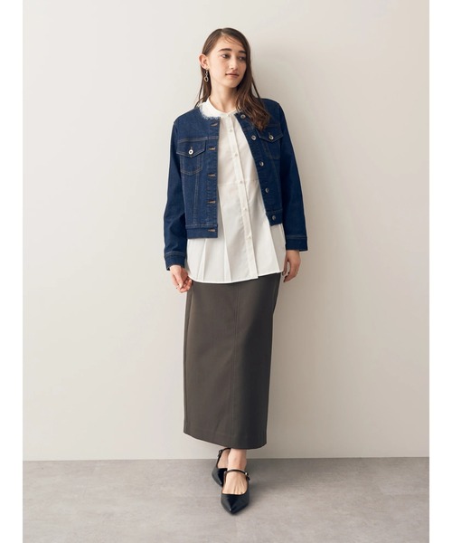 YECCA VECCA(イェッカヴェッカ)の「ノーカラーストレッチGジャン(デニムジャケット・レディース・インディゴブルー/ライトインディゴブルー・S/M)」の11枚目の写真