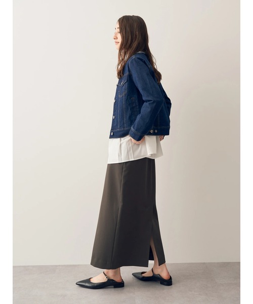 YECCA VECCA(イェッカヴェッカ)の「ノーカラーストレッチGジャン(デニムジャケット・レディース・インディゴブルー/ライトインディゴブルー・S/M)」の14枚目の写真