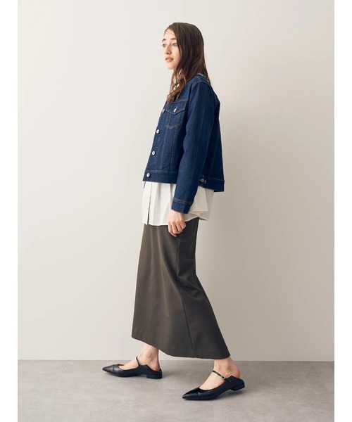 YECCA VECCA(イェッカヴェッカ)の「ノーカラーストレッチGジャン(デニムジャケット・レディース・インディゴブルー/ライトインディゴブルー・S/M)」の15枚目の写真