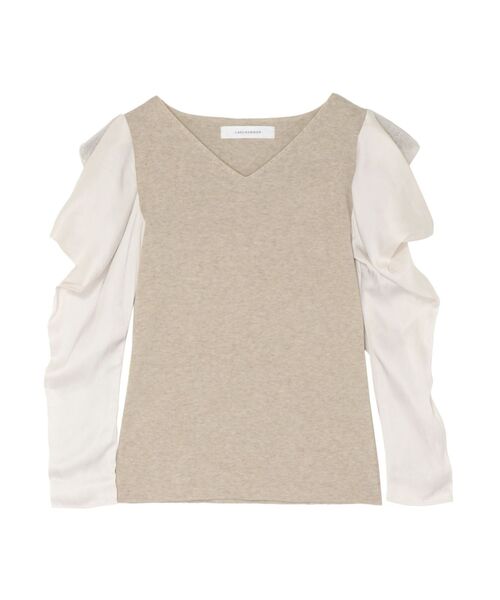 LAGUNAMOON（ラグナムーン）の「ドレープレイヤードスリーブニットプルオーバー（ニット/セーター・レディース・ブラック/ベージュ/ライトグリーン・FREE）」の13枚目の写真