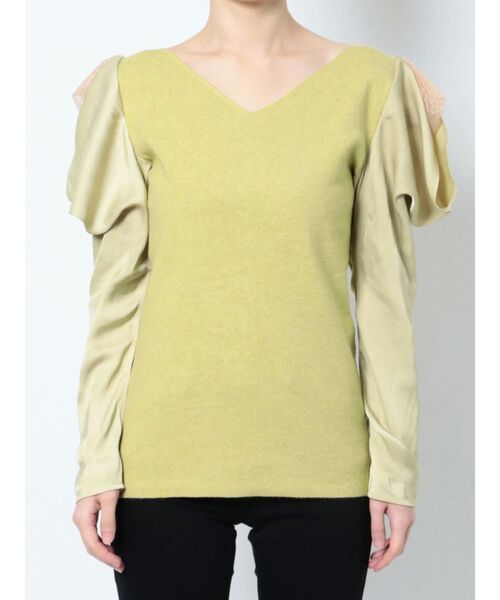 LAGUNAMOON（ラグナムーン）の「ドレープレイヤードスリーブニットプルオーバー（ニット/セーター・レディース・ブラック/ベージュ/ライトグリーン・FREE）」の14枚目の写真