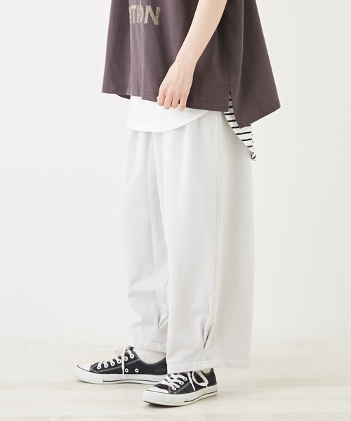 CUBE SUGAR（キューブシュガー）の「WEB限定裏毛ピグメントバイオスウェットパンツ（スウェットパンツ・レディース・スミクロ/ピンク/ブルー/カーキ/グレイッシュベージュ・M）」の2枚目の写真