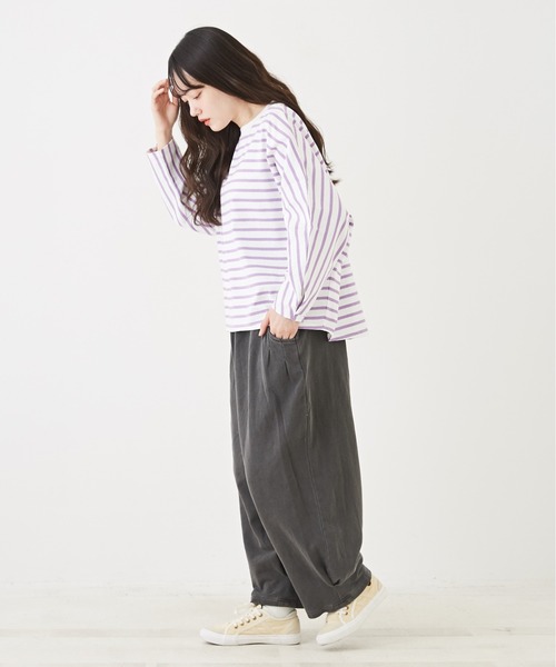 CUBE SUGAR（キューブシュガー）の「WEB限定裏毛ピグメントバイオスウェットパンツ（スウェットパンツ・レディース・スミクロ/ピンク/ブルー/カーキ/グレイッシュベージュ・M）」の7枚目の写真