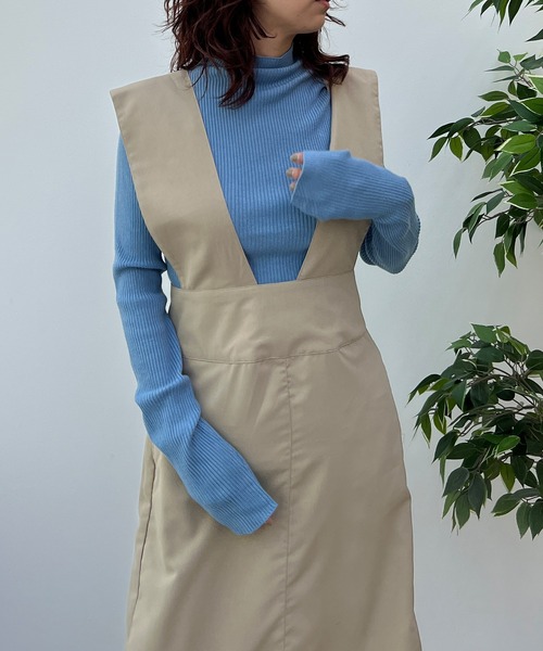 y/m by misato（イムバイミサト）の「シャークスキンジャンパースカート（スカート・レディース・キャメル/ブラック・FREE）」の14枚目の写真