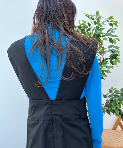 y/m by misato（イムバイミサト）の「シャークスキンジャンパースカート（スカート・レディース・キャメル/ブラック・FREE）」の9枚目の写真