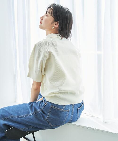 coen(コーエン)の「クロップドメッシュニットポロシャツ(ポロシャツ・レディース・ホワイト/ブラック/モカ・M/L)」の14枚目の写真