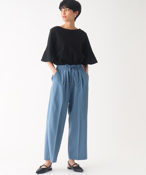 OPAQUE.CLIP（オペークドットクリップ）の「◆シルク調スーピマコットン フレアスリーブカットソー【洗濯機洗い可】（Tシャツ/カットソー・レディース・ブラウン系その他5/ホワイト系/ライトブルー/サンドベージュ/ブラック・40/38/42/36）」の7枚目の写真