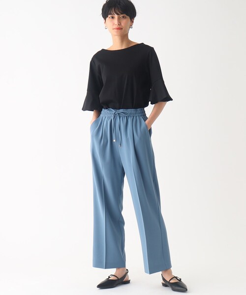 OPAQUE.CLIP（オペークドットクリップ）の「◆シルク調スーピマコットン フレアスリーブカットソー【洗濯機洗い可】（Tシャツ/カットソー・レディース・ブラウン系その他5/ホワイト系/ライトブルー/サンドベージュ/ブラック・40/38/42/36）」の8枚目の写真