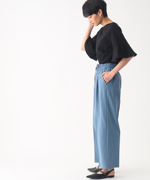 OPAQUE.CLIP（オペークドットクリップ）の「◆シルク調スーピマコットン フレアスリーブカットソー【洗濯機洗い可】（Tシャツ/カットソー・レディース・ブラウン系その他5/ホワイト系/ライトブルー/サンドベージュ/ブラック・40/38/42/36）」の9枚目の写真