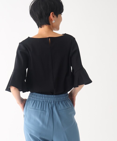 OPAQUE.CLIP（オペークドットクリップ）の「◆シルク調スーピマコットン フレアスリーブカットソー【洗濯機洗い可】（Tシャツ/カットソー・レディース・ブラウン系その他5/ホワイト系/ライトブルー/サンドベージュ/ブラック・40/38/42/36）」の12枚目の写真