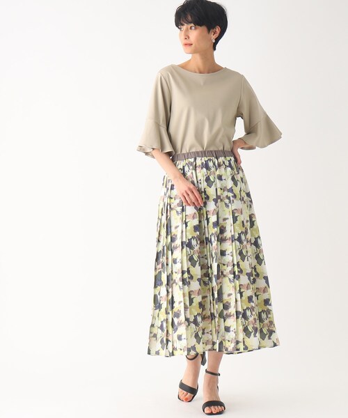 OPAQUE.CLIP（オペークドットクリップ）の「◆シルク調スーピマコットン フレアスリーブカットソー【洗濯機洗い可】（Tシャツ/カットソー・レディース・ブラウン系その他5/ホワイト系/ライトブルー/サンドベージュ/ブラック・40/38/42/36）」の13枚目の写真