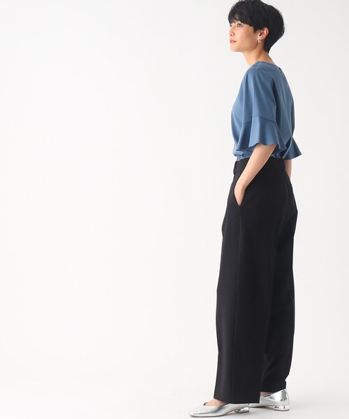 OPAQUE.CLIP（オペークドットクリップ）の「◆シルク調スーピマコットン フレアスリーブカットソー【洗濯機洗い可】（Tシャツ/カットソー・レディース・ブラウン系その他5/ホワイト系/ライトブルー/サンドベージュ/ブラック・40/38/42/36）」の20枚目の写真