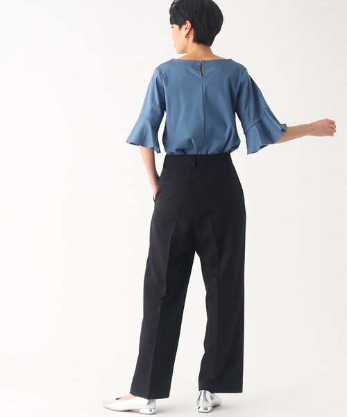 OPAQUE.CLIP（オペークドットクリップ）の「◆シルク調スーピマコットン フレアスリーブカットソー【洗濯機洗い可】（Tシャツ/カットソー・レディース・ブラウン系その他5/ホワイト系/ライトブルー/サンドベージュ/ブラック・40/38/42/36）」の22枚目の写真