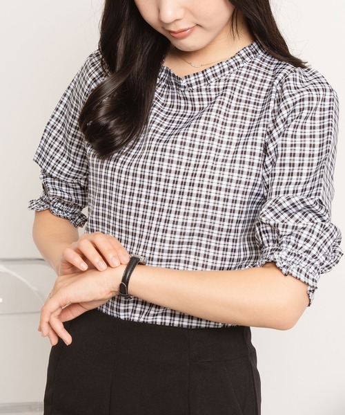 NinaetLina（ニナエリナ）の「ギンガムチェック5分袖ブラウス（シャツ/ブラウス・レディース・ブラック系その他2・M）」の12枚目の写真