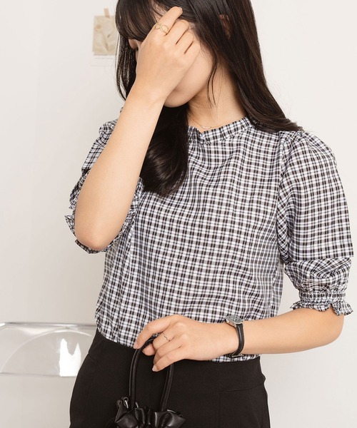 NinaetLina（ニナエリナ）の「ギンガムチェック5分袖ブラウス（シャツ/ブラウス・レディース・ブラック系その他2・M）」の15枚目の写真