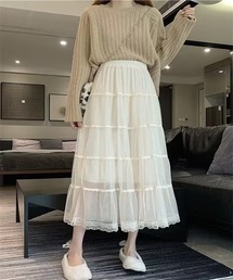 ティアードチュールロングスカート
