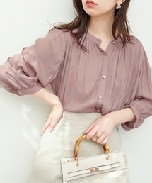 とろみサテン7分袖ブラウス